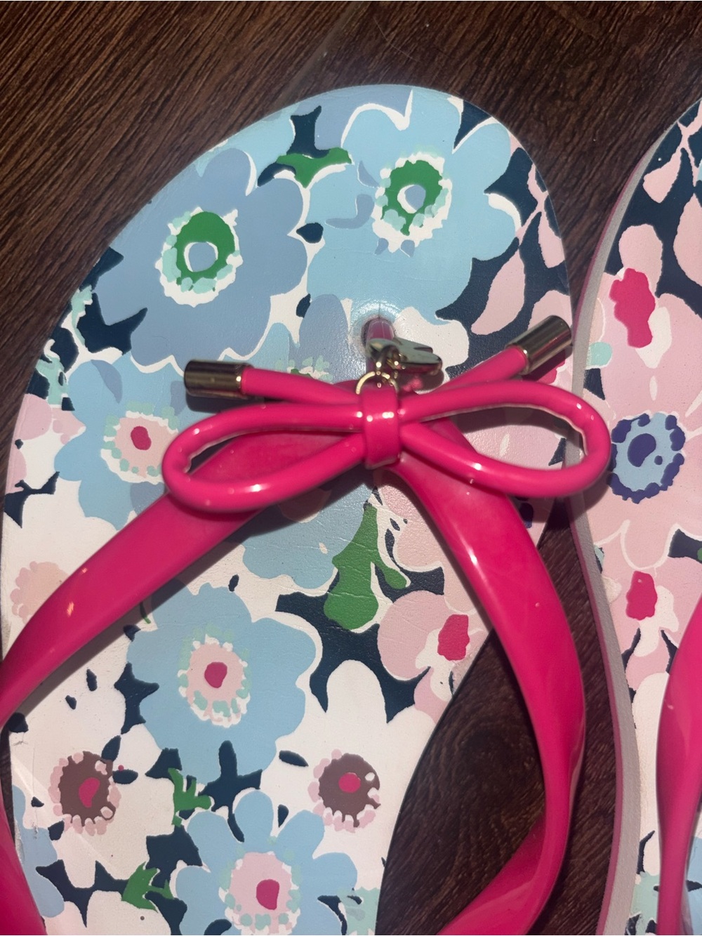 kate spade Pink Bow Floral Flip Flops - Picture 2 of 6